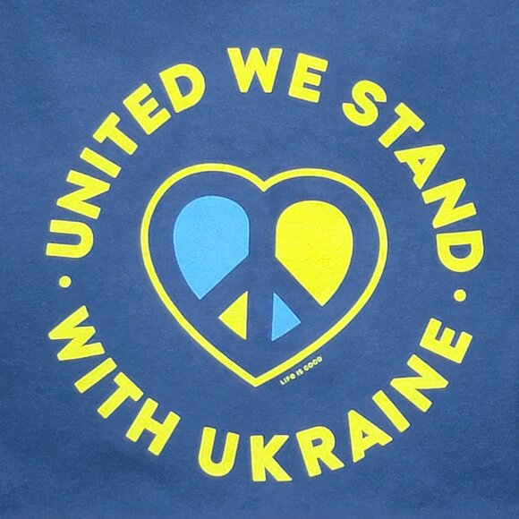 Life Is Good Navy Crusher Crew Neck United We Stand With Ukraine Tee - XL - Picture 2 of 7